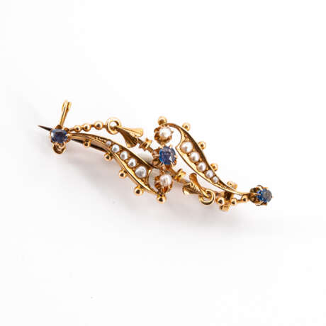 Gemstone-Seed-Pearl-Parure: Necklace, Bangle, Brooch, Ear Rings - фото 10