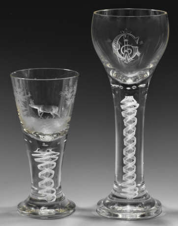 Zwei Pokale mit Spiralglas-Schaft - photo 1