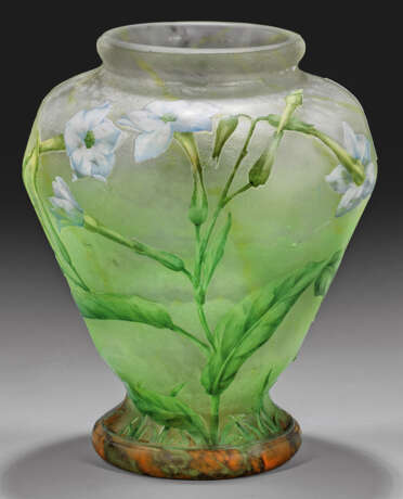 Jugendstil-Vase mit Ziertabak-Dekor von Daum Frères - Foto 1