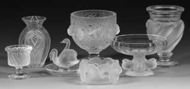 Kollektion von sieben Lalique-Glasobjekten