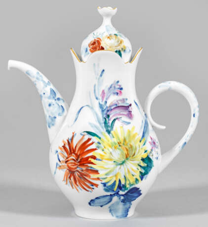 Kaffeekanne mit Dekor "Blau-bunte Blume" - фото 1