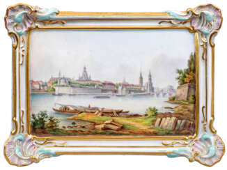 Porzellanbild (Tableau) mit Ansicht von Dresden