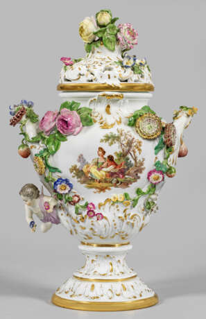 Meissen Potpourrivase mit Blumen- und Watteaudekor - Foto 1
