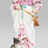 Große seltene Meissen Kostümfigur "Dame mit Katze" - Foto 1