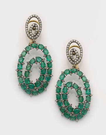 Paar extravagante Smaragd-Ohrringe - фото 1