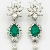Paar Juwelen-Ohrgehänge mit kolumbianischen Smaragden - photo 1