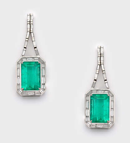 Paar kolumbianische Smaragd-Diamant-Chandeliers - Foto 1