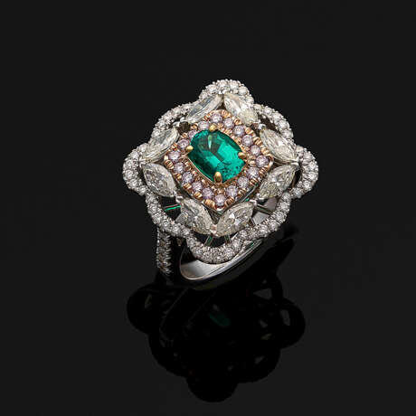Glamouröser Juwelenring mit Mosambik-Smaragd - photo 1