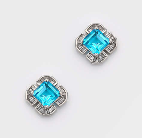 Paar dekorative Topas-Diamant-Ohrringe - Foto 1