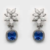 Paar glamouröse Ceylon-Saphir-Diamant-Ohrgehänge - photo 1