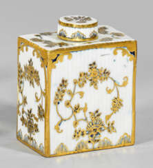 Teedose mit Strohblumenmuster und Goldmalerei