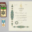 Orden mit Anstecknadel, eine Urkunde und eine Medaille - Auction archive