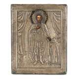 Icon of the Holy Blessed Prince Alexander Nevsky in a silver frame. The turn of the 19th-20th centuries. - Foto 1