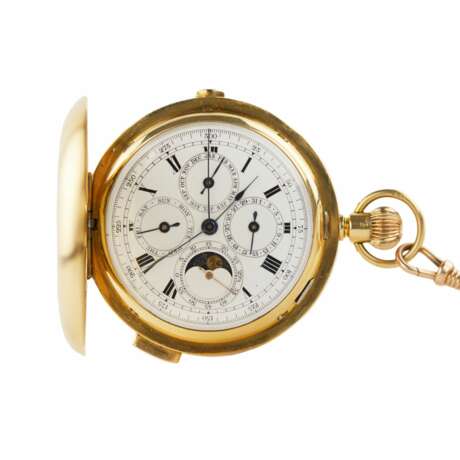 Золотые, охотничьи часы с репетиром, календарем и хронографом. Лондон. 1912-1913 года. - фото 2