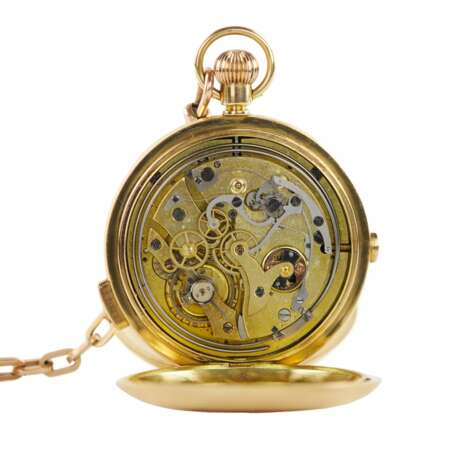 Золотые, охотничьи часы с репетиром, календарем и хронографом. Лондон. 1912-1913 года. - фото 4