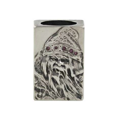 Silver match holder, made in the Russian Art Nouveau style, with the image of a goblin. - Foto 2