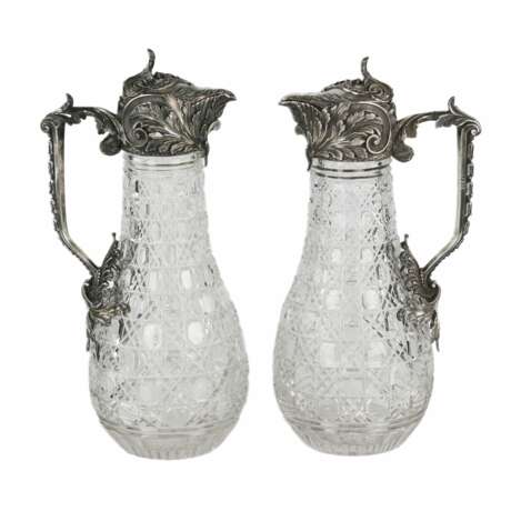 A magnificent pair of cast crystal wine jugs in superb BOLIN silver. Moscow. Russia 19th century. - photo 1