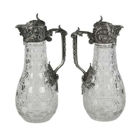 A magnificent pair of cast crystal wine jugs in superb BOLIN silver. Moscow. Russia 19th century. - photo 2