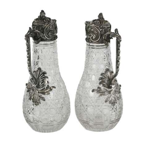 A magnificent pair of cast crystal wine jugs in superb BOLIN silver. Moscow. Russia 19th century. - photo 3