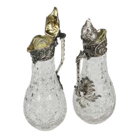 Une magnifique paire de pichets à vin en cristal coule en superbe argent BOLIN. Moscou. Russie 19ème siècle. - photo 4