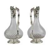 Pair of French, spiral glass wine jugs with silver. Late 19th century. - Foto 2
