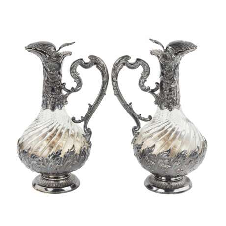 Frangiere & Laroche. Pair of French wine jugs. Glass in silver. 1880s. - photo 1