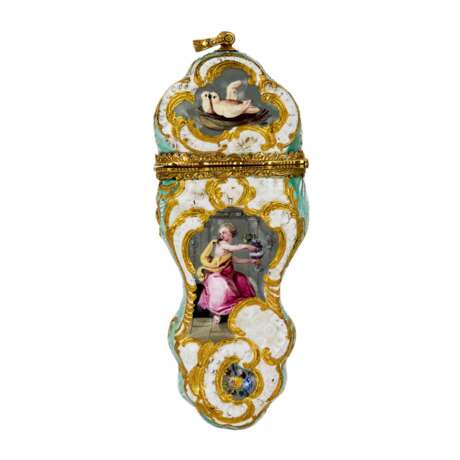 English painted porcelain necessaire with gold. 18 century. - Foto 3
