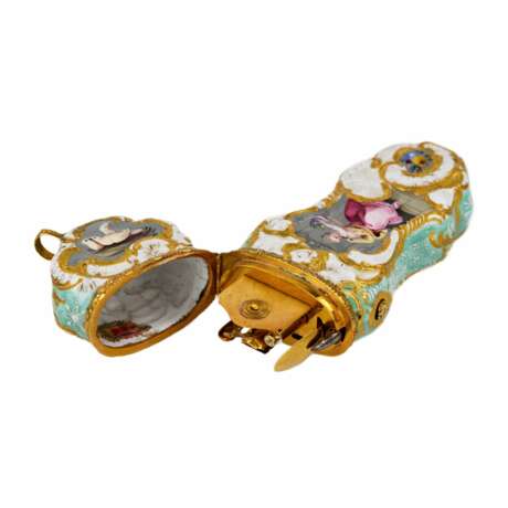 English painted porcelain necessaire with gold. 18 century. - Foto 5