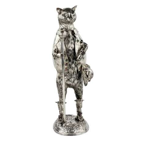 Catchy and ironic silver figure Cat in Boots. Günther Grungessel. Hannau. 1883 - Foto 2