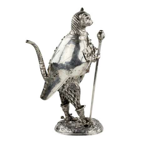 Catchy and ironic silver figure Cat in Boots. Günther Grungessel. Hannau. 1883 - Foto 5