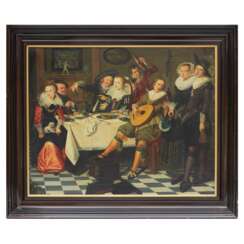 Ecole de Dirck Hals (1591-1656). Compagnie de fête.