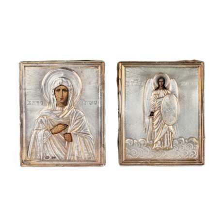 Russian icons in silver of Saints Tatiana and Archangel Michael. - Foto 1
