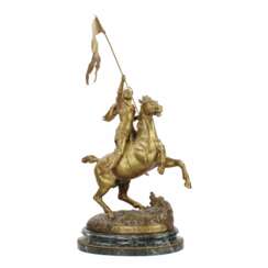 Bronze heroïque dun chevalier equestre.