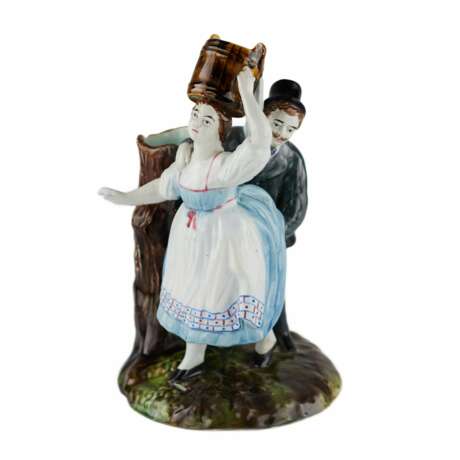 Faience pencil figurine The Villager and the Lord. Kuznetsov factory in Tver. 19th century. - Foto 2