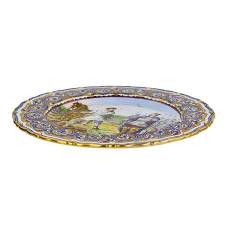 Porcelain dish from the Kuznetsov factory with a scene of calling the hero Mikula Selyaninovich. Early 20th century - Foto 2