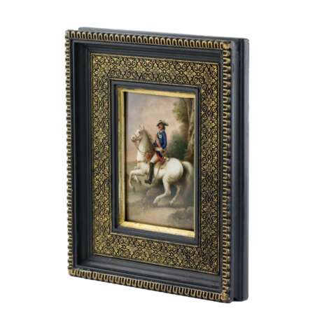 Porcelain plaque. Portrait of the equestrian monarch Peter the Great. 19th century. - photo 3