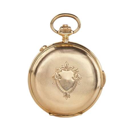 Heures Repetition Quarts Taschenuhr Chronographe 14k Gold Pocket Watch - photo 3
