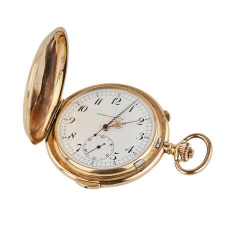 Heures Repetition Quarts Taschenuhr Chronographe 14k Gold Pocket Watch - photo 11