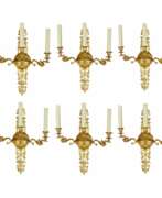 Wandleuchten. Six gilded bronze wall sconces with a Swan motif. France 20th century