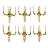 Six gilded bronze wall sconces with a Swan motif. France 20th century - Foto 1