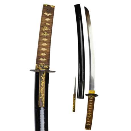 Короткий меч самурая Вакидзаси, Нанки Хатакеяма, мастера Ямато-но Сукемасацугу 19 век. - фото 1