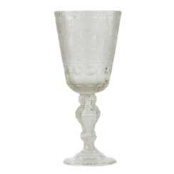 A glass tray goblet with a monogram and a portrait of Elizaveta Petrovna. Russia.19th century.