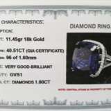 Золотое кольцо с танзанитом и бриллиантами. - фото 5