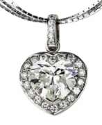 Neck jewellery. Gold 18K pendant HEART with a superb central diamond of 3.02 Carats. Vicenza. Italy.