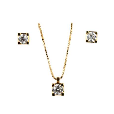 Gold pendant and earrings with diamonds. Giorgio Visconti. - photo 1