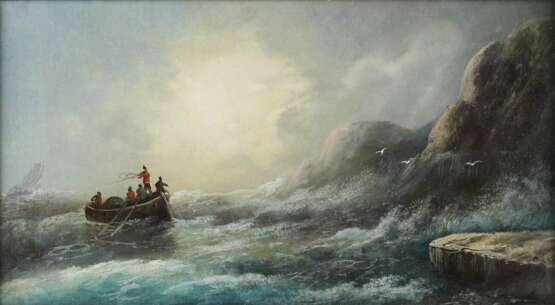 A. Stepanov. Seascape. Mooring a ship in a stormy sea. Second half of the 19th century. - Foto 2