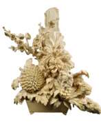 Objects of vertu. Ikebana Flowers. Bone carving from the Meiji Japan period
