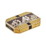 Золотая, французская табакерка с эмалевой гризайлью, эпохи Ампира. - фото 1