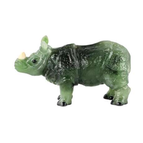 Камнерезная миниатюра Нефритовый носорог в стиле изделий фирмы К.Фаберже - фото 4