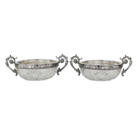 Pair of crystal candy bowls with silver. 15 Artel. Russia. 1908-1917 - Foto 1